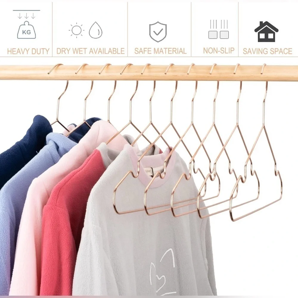 Rose Gold Copper Heavy Duty Strong Metal Clothes Hangers - 30 Pack